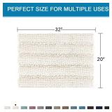 H.VERSAILTEX Bath Rugs for Bathroom Non Slip Bath Mats Extra Thick Chenille Striped Rug 20 x 32 Absorbent Non Skid Fluffy Soft Shaggy Washable Dry Fast Plush Mat for Indoor, Bath Room, Tub - Ivory