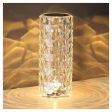 Leroxo Portable Crystal Table Lamp,3 Color Touch Control Rechargeable Lamp,Crystal Bedside Lamp,Night Light,Room Decor Desk Lamp,Bedroom,Living Room,Kitchen,Dining Room Lamp (3-Color Rose)
