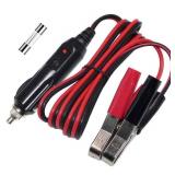 Alligator Clamp to Male Cigarette Lighter Extension Cable - 12V-24V Jumper Battery Charge Cord 3FT Automotive Electrical Clip-on Cable 16 AWG Heavy Duty 15A Fuse, with a Replacement 15A Fuse (1 Pack)