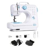 LoMoTive Sewing Machine for Beginners - Portable Electric Hand Mini Sewing Machine 12 Built-In Stitches with 2 Speed Foot Pedal Small Handheld Maquina de Coser Blue