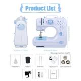 LoMoTive Sewing Machine for Beginners - Portable Electric Hand Mini Sewing Machine 12 Built-In Stitches with 2 Speed Foot Pedal Small Handheld Maquina de Coser Blue