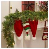 6.5FT Christmas Garland with 16.4FT LED Lights String - Artificial Realistic Cedar Garland, Norfolk Pine Cypress Vines with Lights for Christmas Winter Decorations Table Mantle Outdoor Indoor