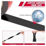 3M Double Sided Tape Heavy Duty 2 x 15.4 Ft, VHB Mounting Tape, 0.025in Thick Black 5925 Foam Tape Strong Adhesive for Car DÃ©cor Home Office Logos