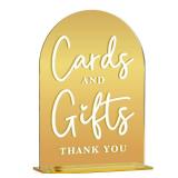 Acrylic Wedding Sign, Bridal Shower Decorations, Cards and Gifts Sign for Ceremony, Modern Font Table Signs, Gold Mirror Arched Acrylic Tabletop Signs for Wedding Reception and Event Party