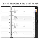 Password Book Refills - A-Z Password Notebook Refill Paper with Alphabetical Tabs, 120gsm White Paper, 7-Hole/Desk Size 4, 5.8 x 8.3