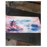 Mcapirivo Japanese Cherry Blossom Large Gaming Mouse Pad 31.5x15.7 Mount Fuji Art XXL Desk Mat, Non-Slip Rubber Base & Stitched Edges - Extended Waterproof Mousepad for PC/Laptop/Office/Home Decor