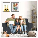 MAXIJIN Loveseat Cover Sofa Covers (55-69), 1-Piece Stretch Couch Covers for 2 Cushion Couch Love Seat Slipcover with Elastic Bottom for Kids,Dog (Loveseat, Diamond Pattern Gray)