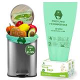 BPI Certified Compostable Trash Bags 13Gallon (30 Count) - 3X Thicker Than Regular, Leak & Tear Resistant for Kitchen/Garden/Food Waste, 90-Day Breakdown in Home/Industrial Use, 0.91mils Plant-Based