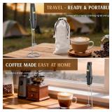 Rechargeable Milk Frother Wand with Stand, Electric Handheld Coffee Frother with 3 Detachable Whisks, Travel Milk Foamer for Protein Powder, Drinks, Espumador de Leche Electrico Black