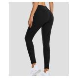 baleaf Fleece Lined Leggings Women Waterproof Thermal Winter Hiking Pants Warm Tights Skiing Running Yoga Travel Gear Black L