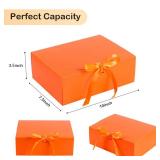 NEWSNOW Multi PCS Gift Boxes with Lids, 10x7.5x3.5 Inch Paper Gift Box, with Ribbon, Bridesmaid Proposal Box for Wedding, BirthdayPackaging, Present (Orange)