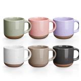 Gencywe Morandi Color Ceramic Mini Espresso Cups Set of 6, 5 oz Expresso Mugs with Handle, Porcelain Coffee Mugs Demitasse Cups, Modern Style Cups, Microwave Dishwasher Safe Suit for Espresso Machine
