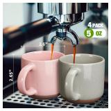 Gencywe Morandi Color Ceramic Mini Espresso Cups Set of 6, 5 oz Expresso Mugs with Handle, Porcelain Coffee Mugs Demitasse Cups, Modern Style Cups, Microwave Dishwasher Safe Suit for Espresso Machine