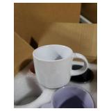 Gencywe Morandi Color Ceramic Mini Espresso Cups Set of 6, 5 oz Expresso Mugs with Handle, Porcelain Coffee Mugs Demitasse Cups, Modern Style Cups, Microwave Dishwasher Safe Suit for Espresso Machine