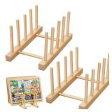 Barydat 2 Pcs Wooden Puzzle Display Stand Jigsaw Holder Rack Puzzle Pot Lid Storage Organizer Shelf for Playroom Decor Craft Collection Lovers
