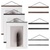 Qunclay 3 Pack Magnetic Poster Hanger Frame 12 Inch Black Gray Brown-12x24 12x22 12x20 Wood Magnet Poster Frame for Posters, Prints, Photos, Pictures, Maps, Scrolls, and Canvas Artwork, Christmas Gift