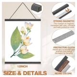 Qunclay 3 Pack Magnetic Poster Hanger Frame 12 Inch Black Gray Brown-12x24 12x22 12x20 Wood Magnet Poster Frame for Posters, Prints, Photos, Pictures, Maps, Scrolls, and Canvas Artwork, Christmas Gift