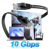 Cat 6 Ethernet Cable 30 ft, Indoor&Outdoor, High Speed 10Gbps Flat Internet Network Cable, Pure Copper Ethernet Patch Cable Long, Computer LAN Cable with Clips & Straps for Router, Modem, PS4/5, Black