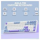 AULA F99 Wireless Mechanical Keyboard,Tri-Mode BT5.0/2.4GHz/USB-C Hot Swappable Custom Keyboard,Pre-lubed Linear Switches,Gasket Structure,RGB Backlit Gaming Keyboard for PC/Tablet/Xbox/PS4/PS5