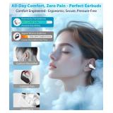 Boytond Ultra Open Ear Earbuds - Ergonomic Clip-On Earbuds, Small Bone Conduction Over-The-Ear Headphones with Waterproof Design, Perfect Running Headphones for Sports and Fitness, Pearl White