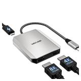 USB C to Dual HDMI Adapter, WAVLINK Dual 4K@60hz HDMI Adapter with 100W Power Delivery for Dell XPS, HP, Lenovo, Thunderbolt 3/4 Laptops, Windows Systerm Laptops Only