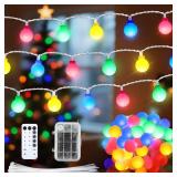 Enhon 1 Pack 23 ft 50 LED Battery Operated String Lights, Globe Starry Fairy Lights, 8 Modes, Plug in with Timer for Indoor Outdoor Bedroom Holiday Wedding Party Christmas Decor (Multicolor)
