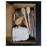 Charcuterie Board Accessories With 3 Oz Ceramic Dip Bowls, Wooden Handle Silver Cheese Spreader Butter Knive Set Kit, Mini Tongs, Spoons, Forks,Honey Dipper, Cocktail Picks