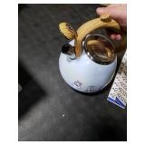 Tea Kettle, Toptier Teapot Whistling Kettle with Wood Pattern Handle Loud Whistle, Food Grade Stainless Steel Tea Pot for Stovetops Induction Water Kettle, 2.7-Quart Blue Cat