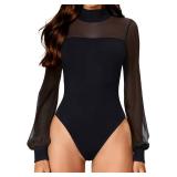 Avidlove Bodysuits for Women Long Sleeve Body Suits Turtleneck Bodysuit Mesh Double Lined Body Suit Sexy Date Night Outfit 6