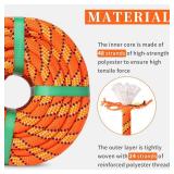 Arborist Rope Climbing Rope Swing for Tree(1/2in x 100ft) Logging Rope 48 Strands for Pull, Swing, Knot (Orange)