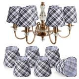 Glooglitter 6 Pcs Christmas Lamp Shades Set 5.5W x 5.1H Hardback Clip on Chandelier Shade Small Droplight Lampshade Cover Decor for Xmas Wall Lamp Gift (Plaid)
