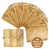 100GSM Vintage Parchment Printer Paper Set - 48 Sheets Antique A4, 8.3 x 11.2 inches, Double-sided Aged Look for Writing, Crafting, Scrapbooking, Invitations, Certificates, Artistic Projects