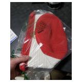 HomeyPine Christmas Basket with Santa Claus Doll, Woven Cotton Rope Christmas Storage Basket with Handles, Christmas Toy Baskets for Baby Towels, Diapers, Pet Toy Storage Basket, Red