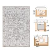 jinchan Runner Rug 2x5 - Vintage Hallway Machine Washable Rug Floral Non Slip with Rubber Backing Ultra-Thin Carpet Runner for Kitchen Bedroom Laundry Room Farmhouse Entryway (2x5ft,Taupe)