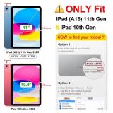 YIHE Kids Case for iPad (A16) 11th Generation 11 Inch 2025 & iPad 10th Generation 10.9 inch 2022, with Built-in Screen Protector and Handle Stand, Full Body Shockproof Protective Cover, LightBlue