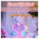 IN HIS NAME LED Teddy Bear Night Light - Colorful LED Light Up Bear with Pink Heart for Kids Room - Premium Bedside Lamp Nursery Decor & Cute Light for Kids - Unique Nursery Lighted Gifts Spring Decor