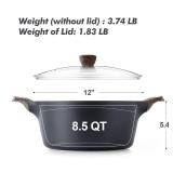 SENSARTE Nonstick Stock Pot with Lid, 2.6/4.5/6.6/8.5 QT Soup Pot Casserole Pot, Healthy Pasta Pot, Large Deep Cooking Pot, Big Sauce Pot Stew Pot, Induction Compatible, PFOA PFOS APEO Free, Black