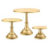 HBlife 2PCS Gold Cake Stand Set (8/10/12 Plate) for 6-10 Inch Cakes, Perfect Dessert&Cake Display Stand, Cupcake&Cake Stands for Party, Wedding, Birthday, Baby Shower, Anniversary (Metal)