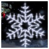 Tuanse 24 Folding Christmas Snowflake Lights with Remote Control 150 LED Outdoor Hanging Light up Snowflakes Decor for Xmas Tree Window Yard Garden Porch Party Decoration (White)