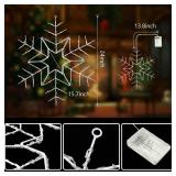 Tuanse 24 Folding Christmas Snowflake Lights with Remote Control 150 LED Outdoor Hanging Light up Snowflakes Decor for Xmas Tree Window Yard Garden Porch Party Decoration (White)