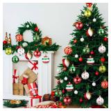 Beeveer 24 Pcs Christmas Ball Ornaments 1.97 Inches Glittering Plastic Hanging Decorations Elf Balls Swirl Candy Cane and Peppermint Hanging Decor for Christmas Tree Ornaments