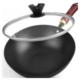 Souped Up Recipes 10 Inch Carbon Steel Wok For Electric, Induction and Gas Stoves