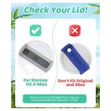 Toykee Lid Plate Topper for Stanley Cup 40 oz - Blue Rubber Duck with Sunglasses Ice Cube Funny Decoration Accessories for Tumbler, Water Botter Glitter Bling Decor for Women Girls