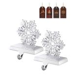 Jetika Christmas Stocking Holders for Mantle Set of 2, Snowflake Stocking Hanger for Mantel Weighted Heavy Metal Stocking Hook Stand for Fireplace Christmas Decorations Indoor Holiday Decor, 1-Pack