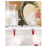 Jetika Christmas Stocking Holders for Mantle Set of 2, Snowflake Stocking Hanger for Mantel Weighted Heavy Metal Stocking Hook Stand for Fireplace Christmas Decorations Indoor Holiday Decor, 1-Pack
