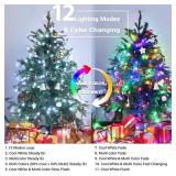 Brizled Christmas Lights, 33ft 100 LED Color Changing Christmas Tree Lights Connectable with Remote, 12 Modes Cool White & Colored Xmas Lighting, Clear Mini Xmas Lighting for Indoor Outdoor Home Decor