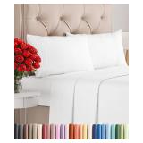 Full Size 4 Piece Sheet Set - Comfy Breathable & Cooling Bed Sheets Set - Hotel Luxury Bedding for Women, Men, Kids, Teens, Boys & Girls - Deep Pockets, Ultra-Soft and Wrinkle Free - Oeko-Tex - White