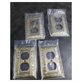 Antique Brass Duplex Outlet Cover Paisley Pattern Decorative Wall Plates for Electrical Outlet, Metal Switch Plates and Receptacle Cover for Kitchen Bathroom (1 Gang Duplex Outlet-6 Pack)