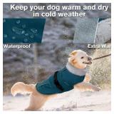 Lelepet Warm Dog Coats for Medium Dogs Waterproof Dog Winter Jacket Reflective Pet Fleece Vest Windproof Cold Weather Coats with Adjustable Buckle & Leash Hole, Dark Green, M