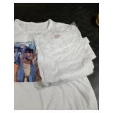 ORJ 2 PCS Adult Unisex Sublimation Blank T Shirts Polyester Tshirts for Sublimation White Crew Neck 3XL ONE ALREADY PRINTED ON